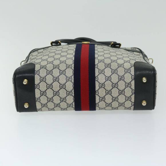 GUCCI GG Supreme Sherry Line Hand Bag PVC 2way Navy Red 904 02 015 Auth 68271 - Picture 5 of 16